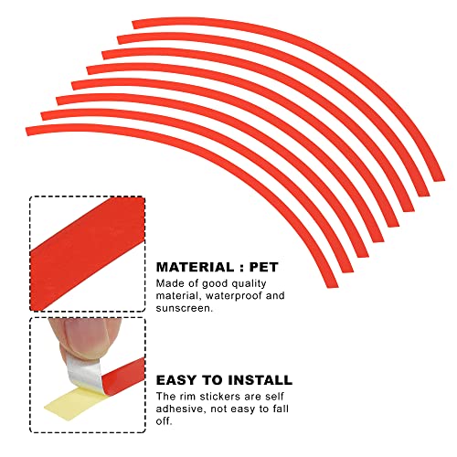 X AUTOHAUX 16pcs Fit 17" Wheel Motorcycle Car Bike Wheel Rim Sticker Strips Reflective Stripe Tape Reflector Red - color: Red