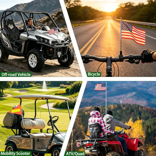 SHINEOFI Telescopic Motorcycle Flagpole Handlebar Mount Bracket 11.81In Stainless Steel Bike Flag Holder 2 Pack Adjustable for Cycling Powersports Accessories