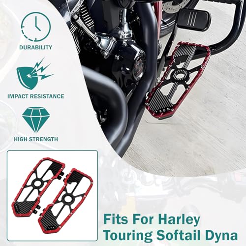 Motorcycle Front Rear Floorboard Footboard Fit For Harley Touring Road King Road Glide Street Glide Electra Glide Ultra Limited 1984-2025 (Red Rider Footboards) - color: Red Rider Footboards