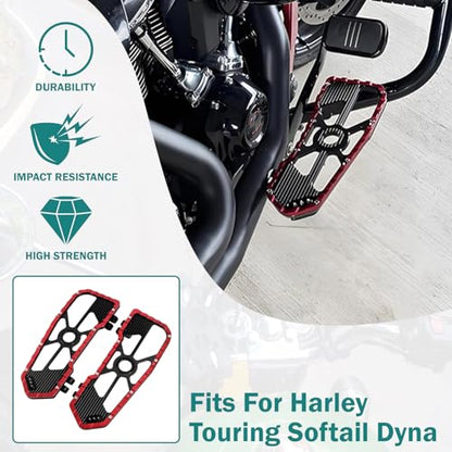 Motorcycle Front Rear Floorboard Footboard Fit For Harley Touring Road King Road Glide Street Glide Electra Glide Ultra Limited 1984-2025 (Red Rider Footboards) - color: Red Rider Footboards