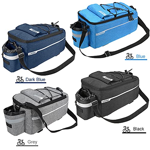 Lixada Bike Panniers Bike Trunk Bag Insulated Bag for Warm/Cool Items, Bicycle Rear Rack Storage Luggage Bicycle Seat Multifunctional Insulated Trunk Cooler Bag Shoulder Bag 11.4 6.3 6.7in - color: Dark Blue