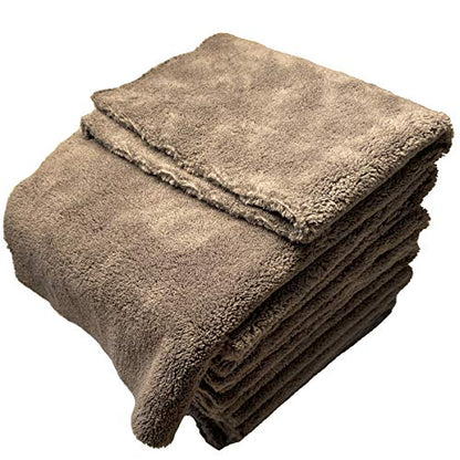 SOFTBATFY Plush Edgeless Microfiber Towel for Car, Soft Drying Wash Detailing Buffing Polishing Towel, 500 GSM 6Pack 16 x 16inches (Gray, 6Pack) - color: Gray