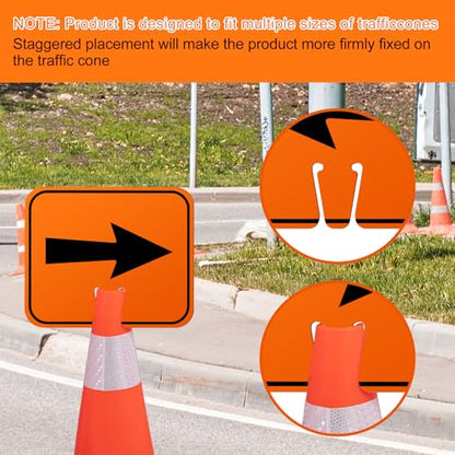 Geetery 3 Pcs Traffic Arrow Orange Detour Signs, Road Cone Top Directional Left Right Go Straight Arrows Sign for Road Barricade Outdoor Construction (Left & Right) - style: Left & Right