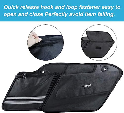 AUFER Left & Right Side Motorcycle Saddlebag Organizers Storage Bags Saddle bag Organizers Bag Compatible With For 1993-2013 Harley Touring Road King Road Glide Electra Glide Street Glide