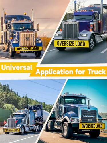 Magnetic Oversize Load Sign Kit, Magnetic Cargo Sign-2 Oversized Load Banner, 4 Red Flag Warning With Wire Loop-4 Red Safety Flags with Pole-4 Magnet Base for Hauling Oversize Loads on Trucks - color: Oversize Load Banner Kit