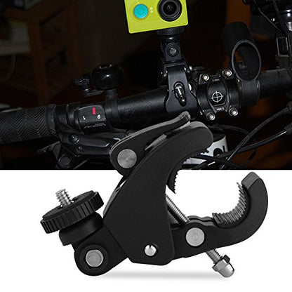 Handlebar Mount, Adjustable Bike Motorbike Mount Holder 1/4'' Screw Metal Handlebar Clip Mount Handlebar Clamp Bracket Holder Mount Cycle Handlebar Attachments for Action Camera/Gopro/DV