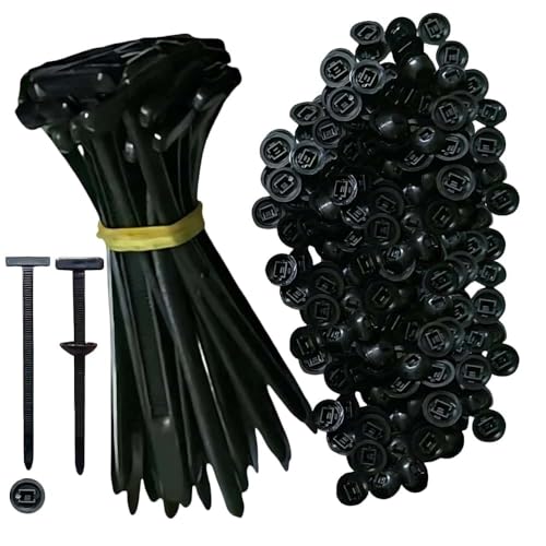 100 PCS Nylon Universal Cable Tie Buckle – Heavy Duty Self-Locking Zip Ties Holder with Pin & Button Design, Plastic Cable Ties Tool Fasteners Car Body, UV Resistant Zipties for Car Daily Auto Fixing - color: 100pcs Black