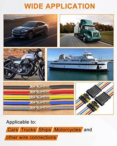 NAOEVO 6 Pin Connector Waterproof, 16 AWG 6 Wire Connectors, Automotive Electrical Male and Female Plug with Heat Shrink Tubing for Car Truck Boat Wire Connection, 6 Kits - size: 6 Pin