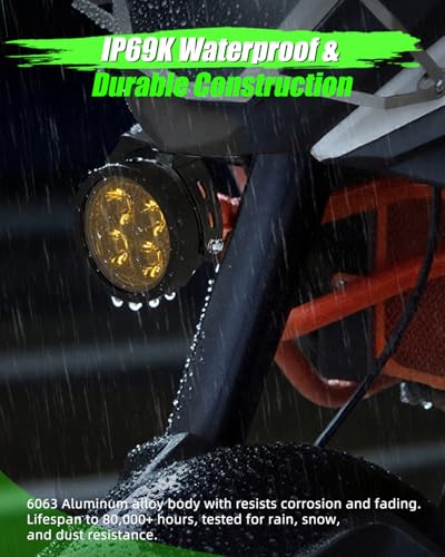 D035 Motorcycle Fog Lights LED Kit Strobe LED Driving Fog Lights 9 Modes Lights with Switch Brackets for ADV/Adventure Touring Sport E-bike ATV UTV Snowmobile - size: Pair 3.5 inch