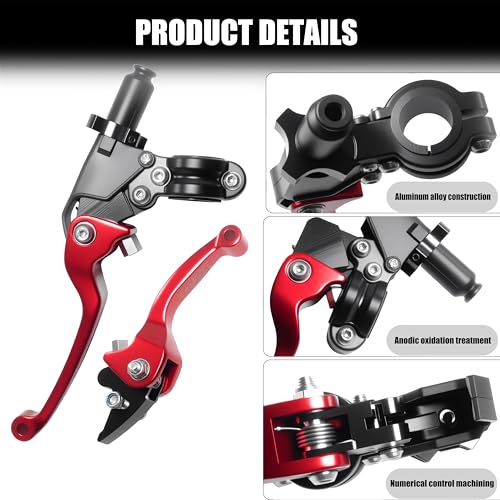 7/8inch 22mm Universal Motorcycle Clutch Brake Lever Folding Levers for 50/110/125/140/150cc Dirt Pit Bike SSR RFZ 125 DBX18/19 Xpro Coolster Thumpstar Baja Apollo (Red) - color: Red
