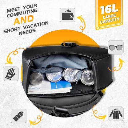 Motorcycle Saddle Bags with Buckles, 16L Waterproof Motorcycle Saddlebags, PU Leather Saddle Bags Motorcycles for Sportster Softail Dyna V-star Shadow,Universal Accessories