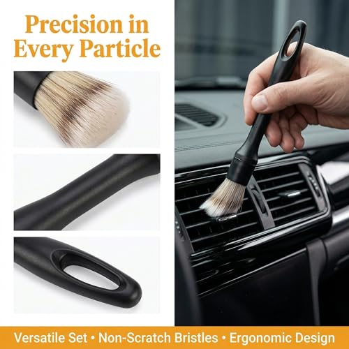 8 PCS Car Detailing Brush Set for Cleaning Interior or Exterior, Dusting Cleaning Supplies, Tool for Emblem, Air Vents, Wheels, Leather Upholstery Seat