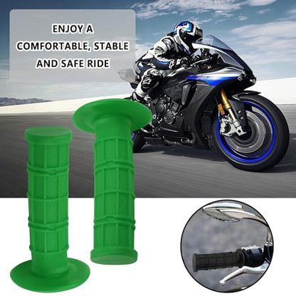 2PCS Motorcycle Grips,Anti-Slip Rubber Dirt Bike Grips with 7/8" Left & 1" Right Compatible with CRF KXF,Universal Motorcycle/Bike Handlebar Grips for Women & Men (Green) - color: Green