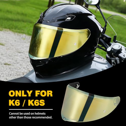 K6 Helmet Shield Visor Replacement Face Shield Compatible with K6 K6S Motorcycle Helmet Accessories (Chrome Gold) - color: Chrome Gold