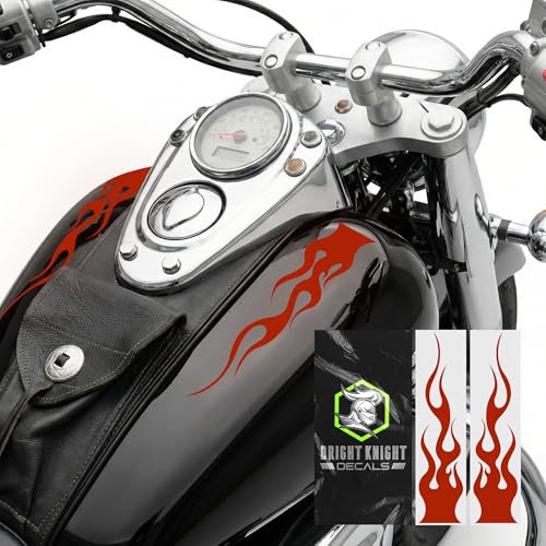 Bright Knight Decals Reflective Flame Stickers, Set of 2 Large Red Flame Decals for Vehicles, Outdoor Waterproof 3M Vinyl Motorcycle Helmet Stickers for Safety Visibility with Clean Removal - color: Red, size: Pack of 2