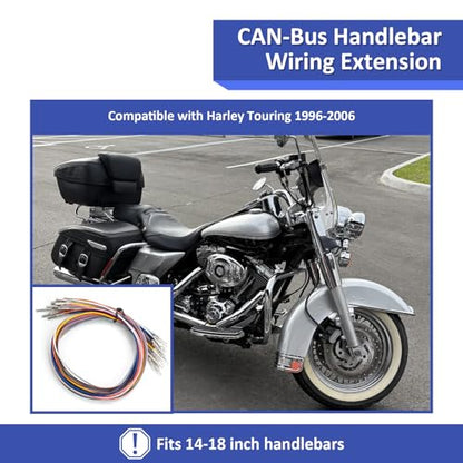 Wsays 18.5" Handlebar Extension Wire Wiring Harness Kit Fit for 14" 16" 18" Handlebar Compatible with Harley Touring Electra Road Glide Road King 1996-2006, Fit Street Glide FLHX 2006 - style: Fit 14" 16” 18" Handlebar