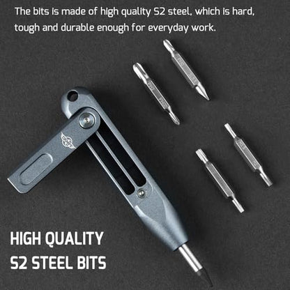 OKNIFE Otacle D1 Mini Precision Screwdriver Set, 9 in 1 EDC Multi Bit Pocket Screwdriver, Industrial S2 Steel Magnetic Bits for Work or Daily Use - color: Aluminum-grey