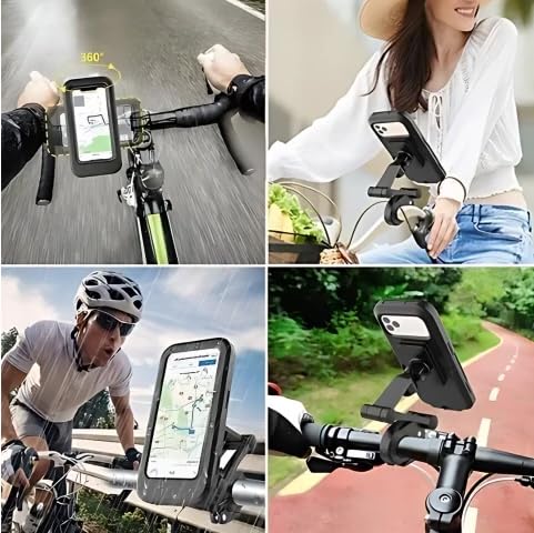 Generic Waterproof Phone Mount, Universal Compatible with All iPhones and Android Phones, 360 Swivel, Secure Handlebar Attachment for Bicycle/Motorcycle