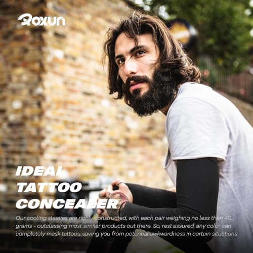 ROXUN Arm Sleeves, Cooling UV Sun Protection Sports Compression for Men/Women - color: 2 Pairs - Black+pink