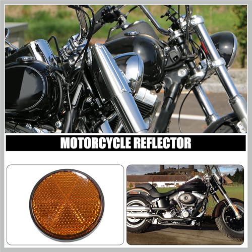 4 Pcs M6x1.0 Orange Red Plastic Universal Round Screw Mount Reflective Warning Reflector with Nut for Motorcycle Bike Replacement Car Parts