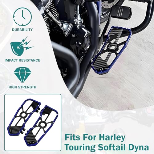 Motorcycle Front Rear Floorboard Footboard Fit For Harley Touring Road King Road Glide Street Glide Electra Glide Ultra Limited 1984-2025 (Blue Rider Footboards) - color: Blue Rider Footboards