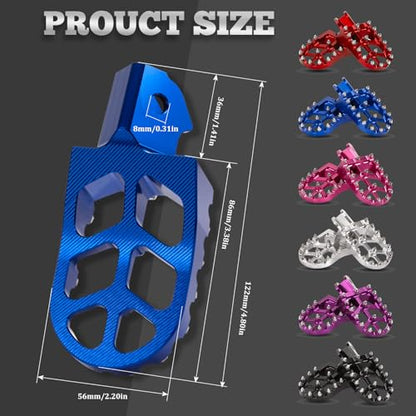 XINGWU Dirt Bike Foot Pegs for Surron Light Bee X/S E-Ride Pro SS/SR/S Talaria MX3 MX4 Segway X160/X260 CRF150F 230F 250F Electric Dirt Bike Foot Peg Rests (Blue) - color: Blue