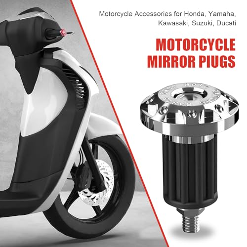2 PCS Universal Motorcycle Bar End Plug, Shockproof Handlebar End Caps, 7/8" Aluminum Alloy Handlebar Grip End Caps Replacement, for Most Motorcycles (Silver) - color: Silver
