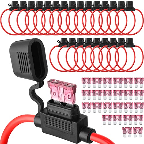 Shimeyao 24 Pcs Inline Fuse Holder Waterproof Automotive Replacement with ATC Blade Fuses for Car Truck Motorcycle Boat (10 Awg with 40 A) - size: 10 Awg with 40 A