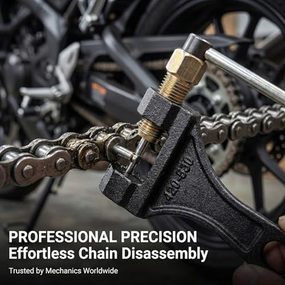 1 PC Motorcycle Chain Breaker, 420-530 Roller Chain Tool with Fixed Slot Design, Metal Pin Ejector for Chain Removal, Universal for Most Motorcycles (Black)