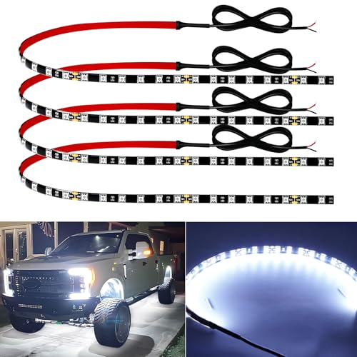 12V Led Light Strip 18" Connectable White LEDs Strip Lights for Car Motorcycle Golf Cart Automotive Trucks Boat Waterproof Led Light Strip, 4Pack - color: White Led Strip Connectable, size: 18Inch/45CM