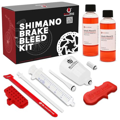 BleedZone Shimano Brake Bleed Kit with Mineral Oil - Hydraulic Brake Bleed Kit for Shimano Disc Brakes, Bike Brake Bleeder Kit, MTB Brake Bleed Kit, and Mineral Oil Brake Maintenance - size: Road: 2x 100ml BleedZone