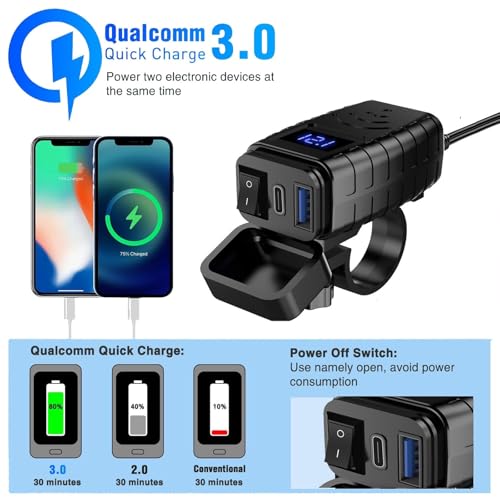 Motorcycle USB Fast Charger Universal Phone Charging Adapter for Motorcycle Handlebar Power Supply - color: Red