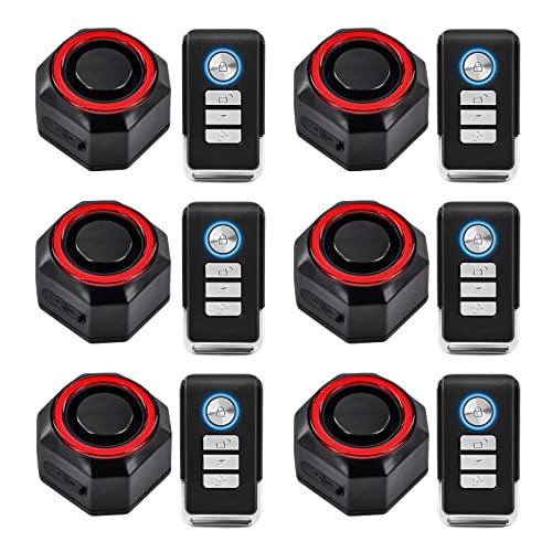 GREENCYCLE USB Charging 110dB Bike Alarm Wireless Vibration Motion Sensor with Taillight, Anti-Theft Bicycle Motorcycle Alarm with Remote, Waterproof, 6SET