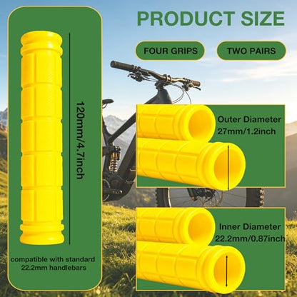 2 Pairs Bike Handlebar Grips for Bikes - color: Black and Yellow