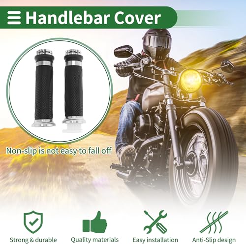 7/8" 22mm 15/16" 24mm Motorcycle Hand Grips Cover Kit Non Slip Rubber Handlebar End Grips for Motorcycle Scooter Bicycle ATV Silver Tone - color: Silver Tone