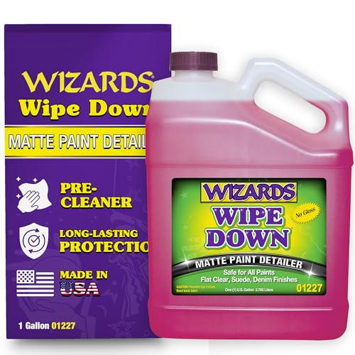 Wizards - Wipe Down Quick Detailer Spray, Matte Finish Car Polish, Automotive Clear Coat for Flat Clear, Suede, Denim Finishes, Car Care Kit Essential for General Finishes, 1 Gallon - size: 1 Gallon