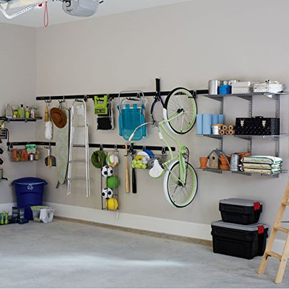 Rubbermaid Fasttrack Garage Organization System Vertical Bike Hook Black Holds up to 50 Pounds Wall Mount and Heavy Duty Garage Hanger for Bike Storage (Pack of 6) - size: 1 Count (Pack of 6), style: Bike Hook