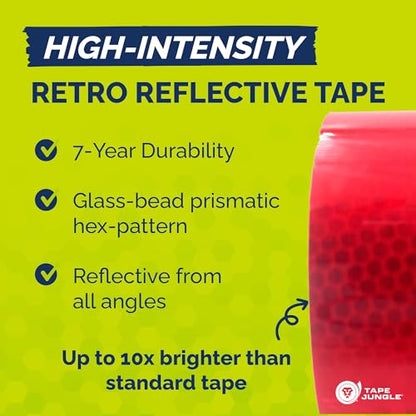 High Intensity Retro Reflective Tape (HXREF) [4 Rolls] 2" (50mm) x 10 yds Red - color: Red, size: 2"(50mm) [4 rolls]