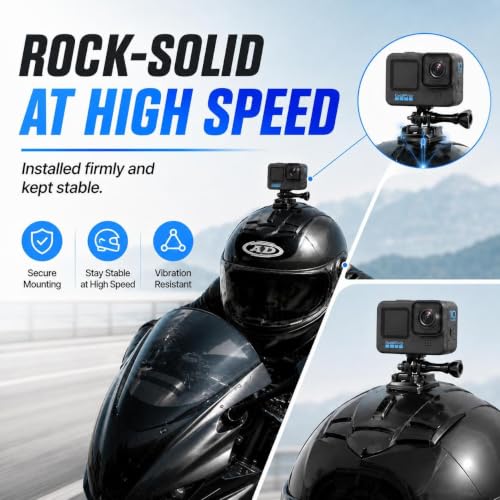 KIPYE Helmet Mount for GoPro Helmet Side Mount Top Mount Kit for Gopro Camera Hero 11/10/9/8/7/(2018)/6/5 Black,DJI Osmo Action 4/3/2,Insta360 ONE R,AKASO/Campark/YI and More