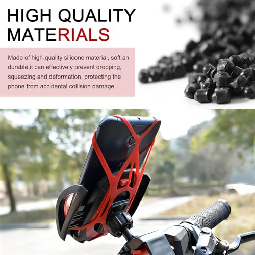 4 PCS Motorcycle Phone Mount Tether, Adjustable Fall Prevention Outdoor Phone Holder for Handlebar, Anti-Slip X-Shape Strap Mount Tether, Universal Holder Band for Motorcycle Bike (Red)