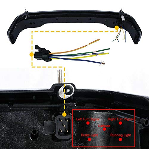XFMT-moto-part King Trunk W/Black Latches Backrest Luggage Rack LED Light For Harley Touring 2014-2025 - color: W/ Black Latches Red Lens LED Light & Black Rack