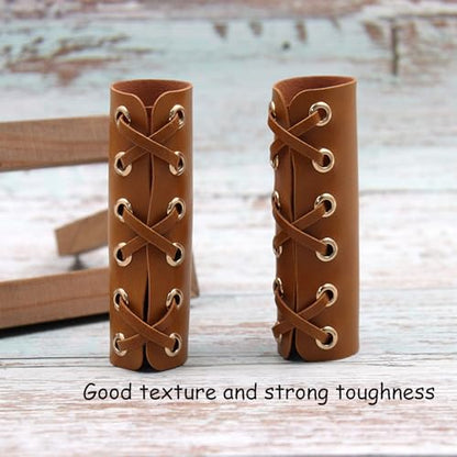 20 Pcs Leather Walking Stick Grip Kit, Leather Handlebar Grips Cover, Motorcycle Grip Covers Wraps for Motorbikes, Bicycles and Canes with 20 Pcs Strap 4.61 x 4.37 Inch