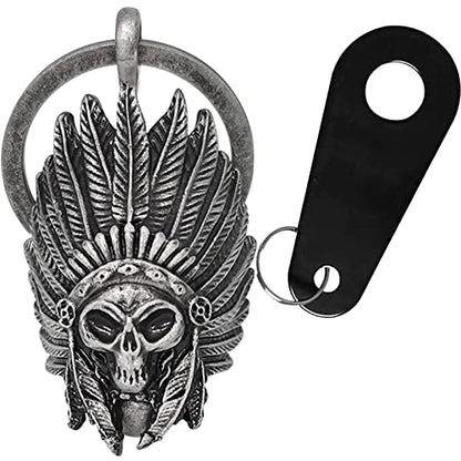 Dream Apparel Motorcycle Bell Guardian Angel Drive Away Gremlin, Biker Bell for Men Women Rider Riding, Good Luck Gift - color: Indian Skull