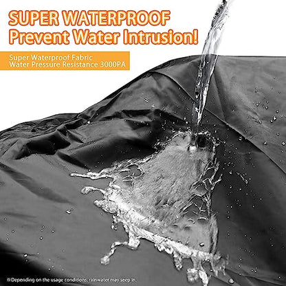 LIHAO Motorcycle Cover, Waterproof Motorbike Cover Outdoor Motorcycle Shelter Rain Dust UV Protector with Lock-Hole & Storage Bag, 300D, All Weather - size: 300D