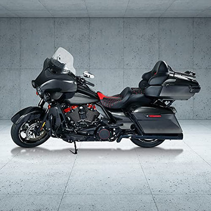 SLMOTO Gel Hammock Seat + Passenger Backrest Pad Sissy Bar Fit for Harley Touring Road King Glide Street Glide Electra Glide 2014-2023 Black Red 2 Up Rider Driver Cushion - color: Gel Style A Red Seat + Backrest