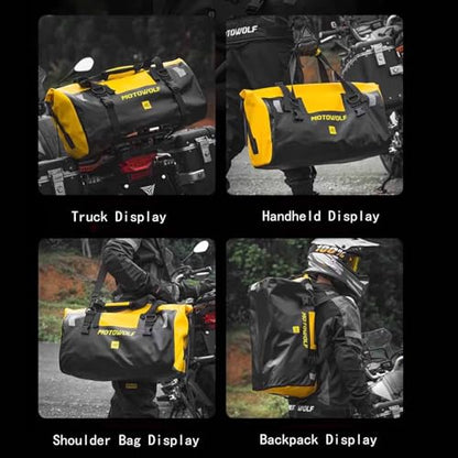 Motorcycle Tail Bag for Honda Monkey 125 2018-2025 Waterproof Duffle Luggage All Weather Back Seat Saddle Bag Expandable Capacity Rear Rack Trunk Storage Bag,Black and Yellow - color: Black and Yellow