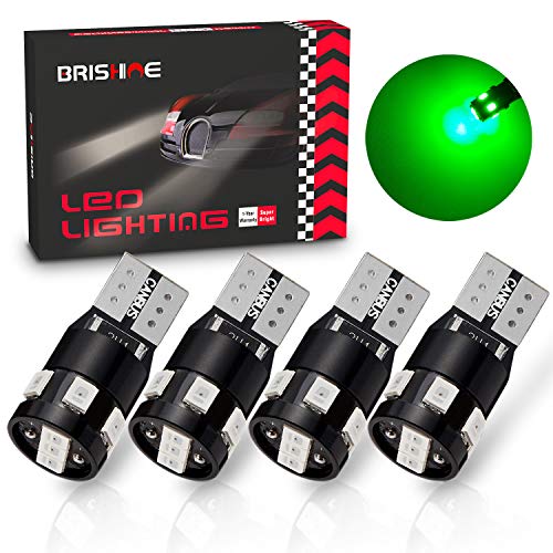 300LM Extremely Bright Canbus Error Free 194 168 2825 W5W T10 LED Bulbs Green 9-SMD 2835 Chipsets for Dome Map Door Courtesy License Plate Lights - color: green