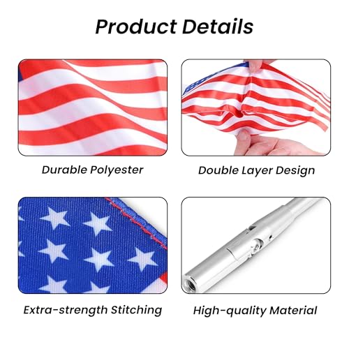 ONE.K.S Motorcycle Flag Mounts 1pcs Flag Pole Luggage Rack Vertical American USA Flagpole Fit for Honda Gold Wing GL1800 Touring Road King Street Road Glide FLHT Sportster XL883 1200 (Silver) - color: Silver