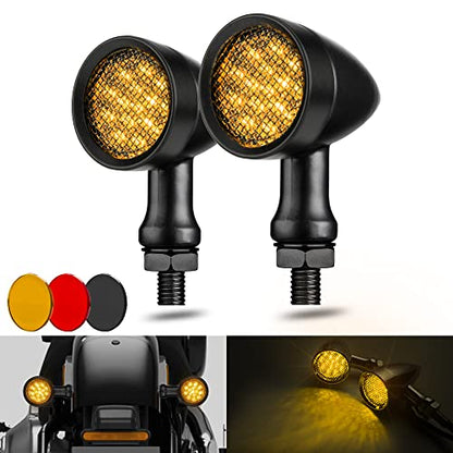 Motorcycle Turn Signals LED Bullet Front Rear Indicator Lights Universal Compatible for Harley Davidson Cruiser Iron Softail Street Bike Honda Shadow Yamaha Chopper Bobber Cafe Racer(Black/Amber) - color: Black/Amber