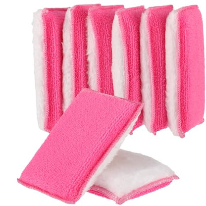 Mudder 8 Pcs Car Interior Scrubbing Sponge 5'' x 3'' Fiber Car Wax Applicator pad Household Cleaning Sponges for Leather Seat Couch Cleaning (Pink White) - color: Pink White